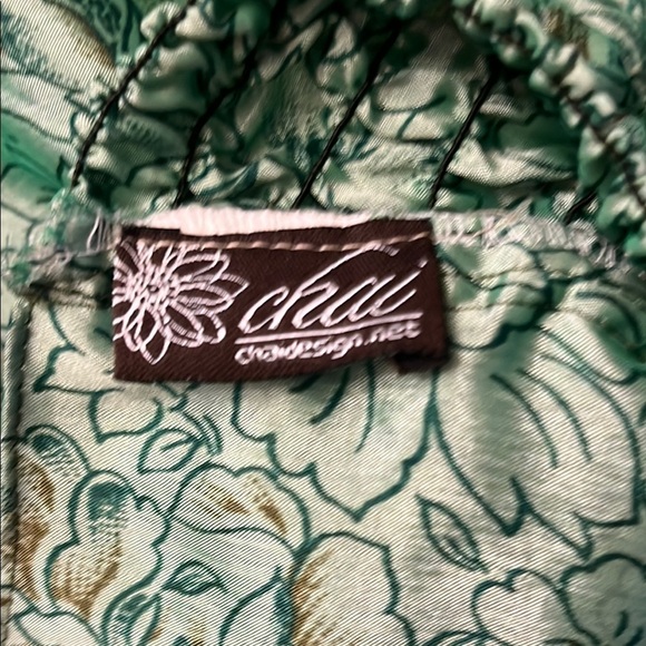 Raw Silk Strapless Midi Dress LARGE Green - Picture 5 of 7